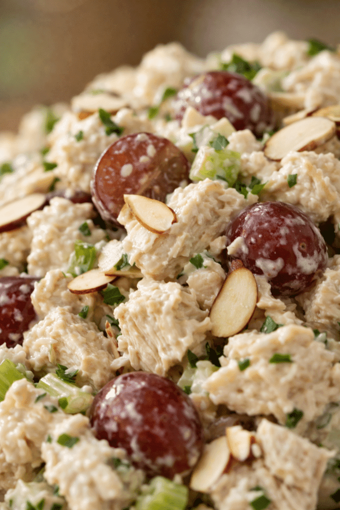 Close-up texture of Classic Chicken Salad