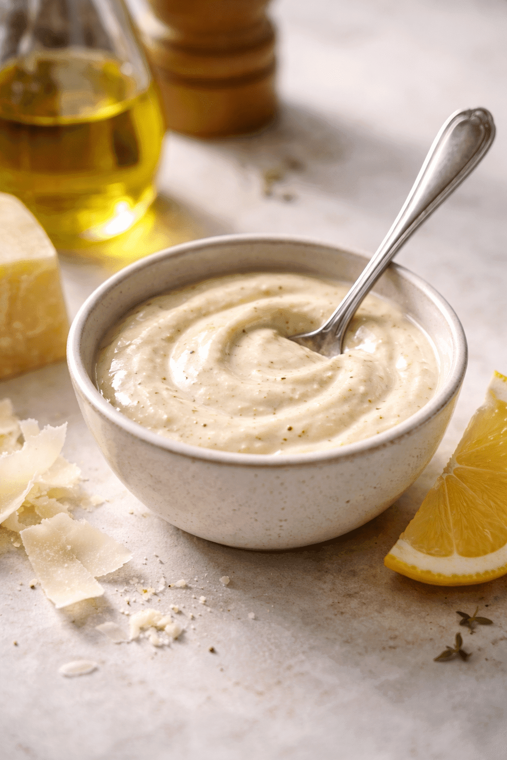 Homemade Caesar Dressing in bowl
