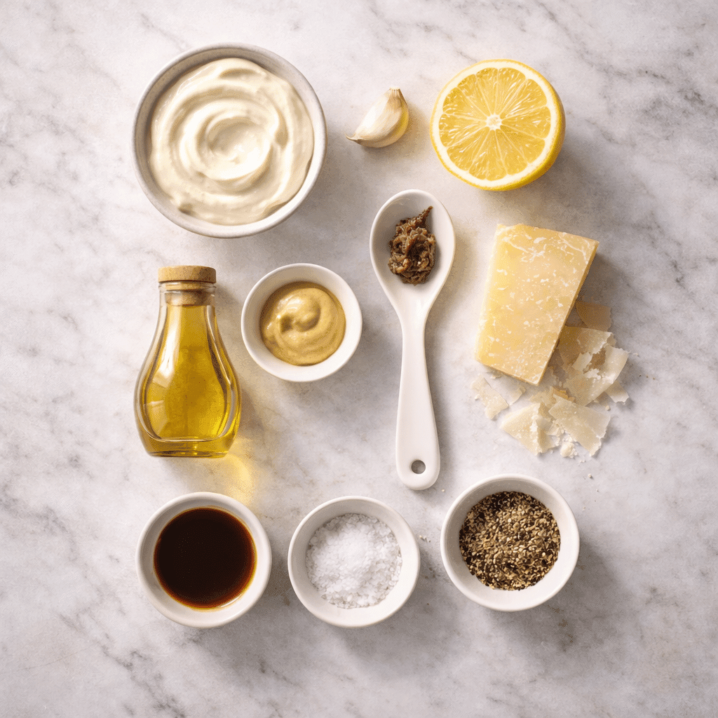 Ingredients for Homemade Caesar Dressing