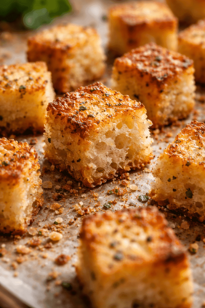 crispy homemade croutons texture