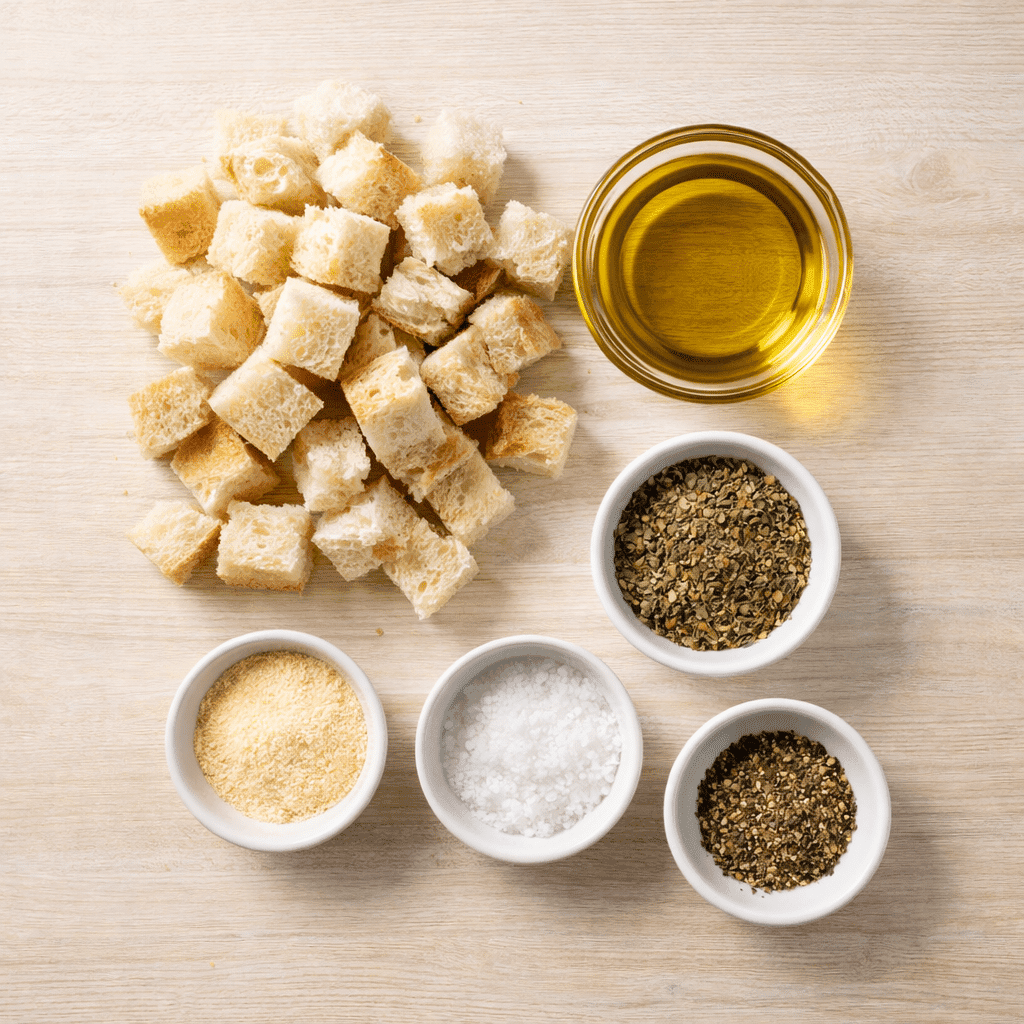 ingredients for how to make homemade croutons