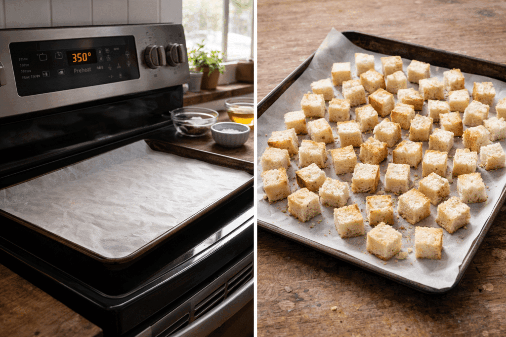 step 1 and 2 how to make homemade croutons