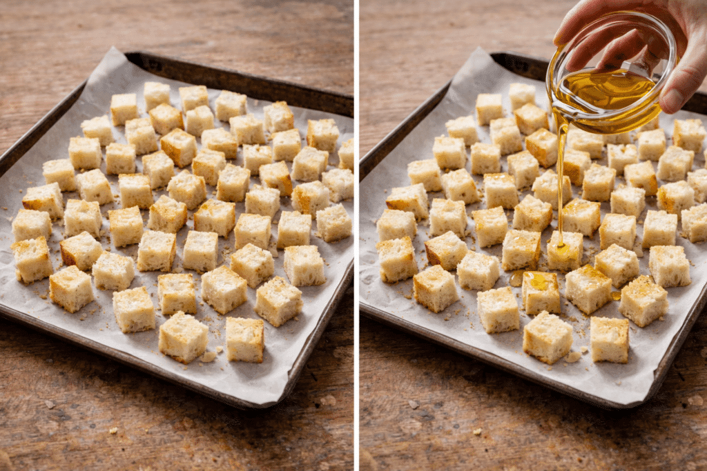step 3 and 4 how to make homemade croutons