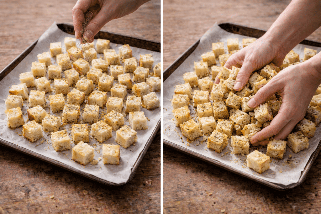 step 5 and 6 how to make homemade croutons