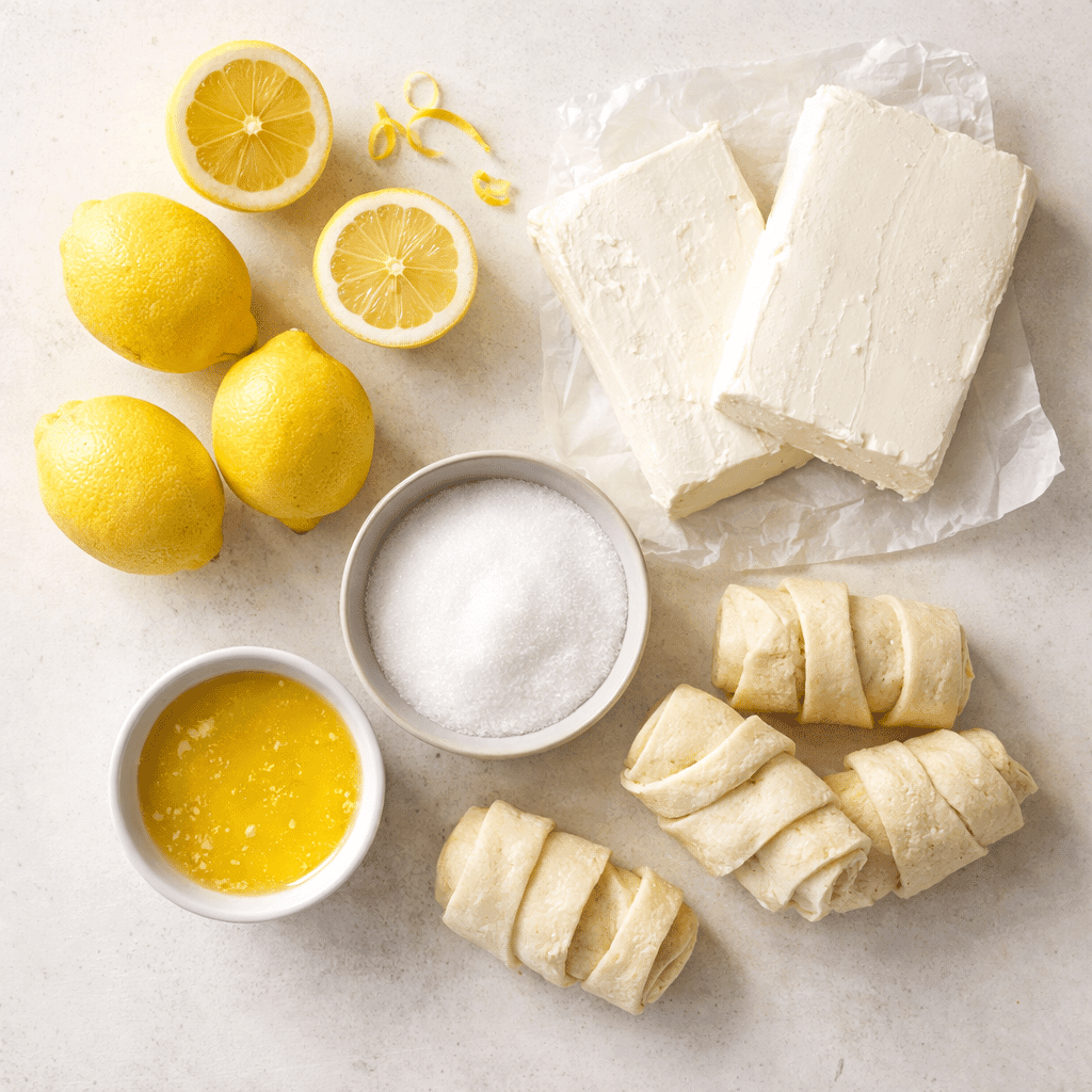 Ingredients for Lemon Cream Cheese Bars recipe